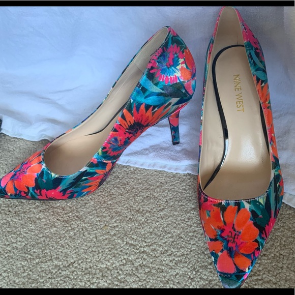Nine West Floral Satin Stilettos - Picture 1 of 4
